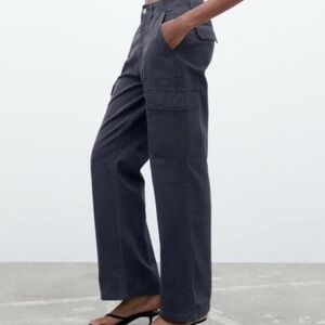 Gray Navy Blue Cargo Pants